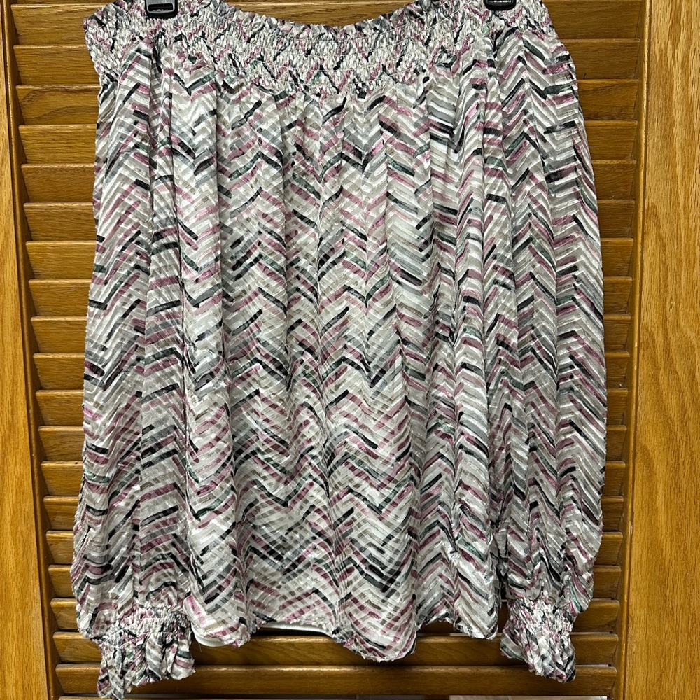 White House Black Market Off-the-Shoulder Chevron Patterned Top